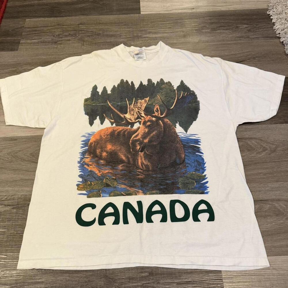 Vintage moose Canada big print t shirt 90s XL - Picture 3 of 7